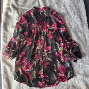 Kut from the Kloth Sheer Floral Blouse S Dark Academia Whimsigoth Boho Top
